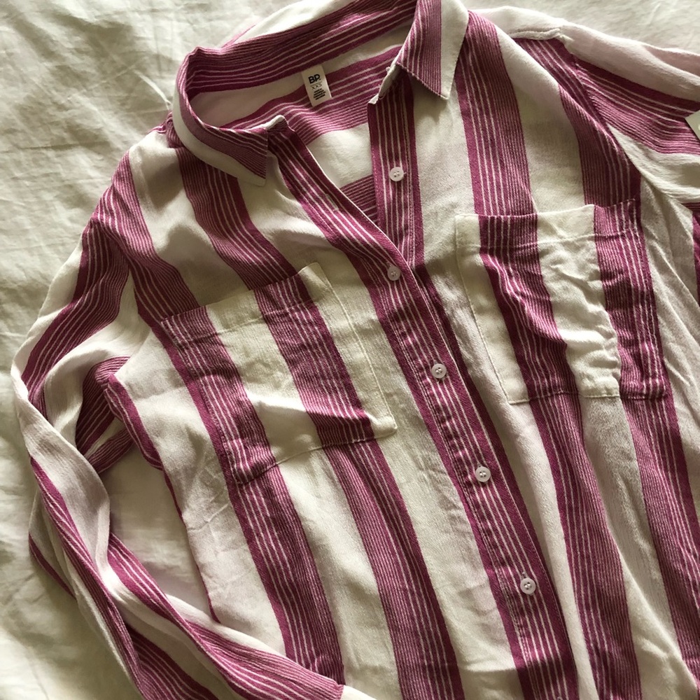 BP (Nordstrom) white and pink striped soft shirt